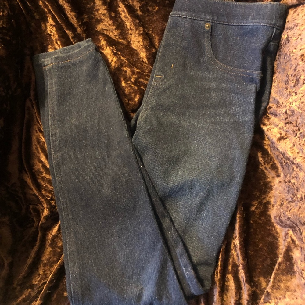 SPANX Women's Ankle Leggings Jeggings Blue Stretch Distressed Denim Sz. Med